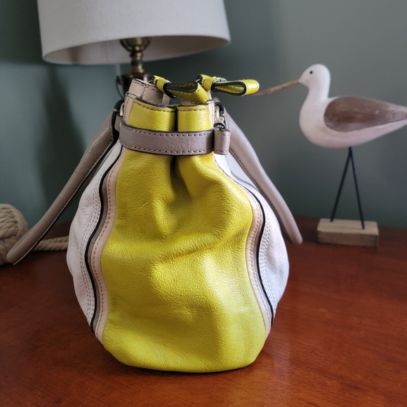 Coach 22701 Madison Kara Carryall Green Tan Cream Leather Brass Y2K Satchel Bag - Picture 7 of 16